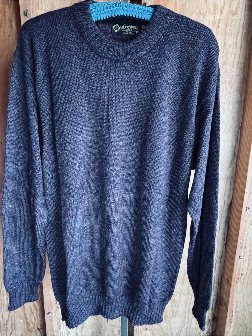 La Vinunita Cusco Peru 100% Baby Alpaca Wool Crewneck Pullover Sweater Size XL